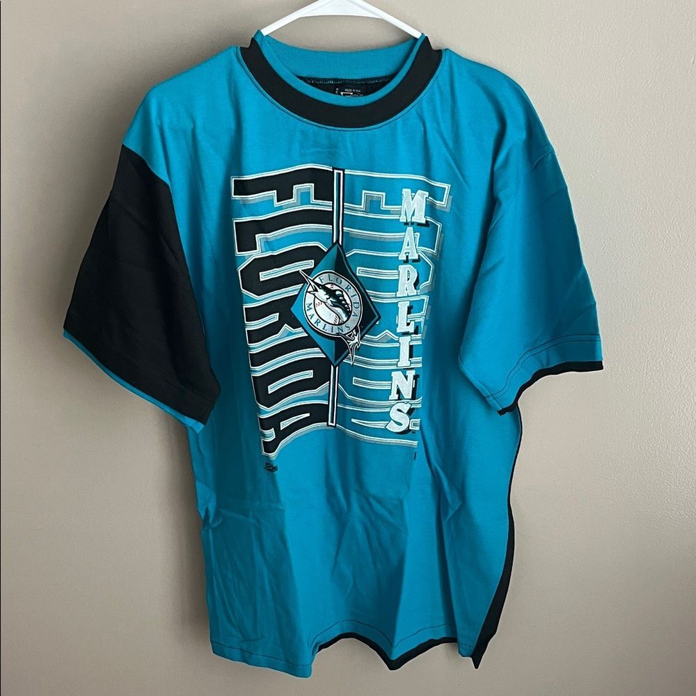 Florida Marlins MLB Front Row Roll Em Up TShirt, VTG NWT Baseball 1992 Cotton XL